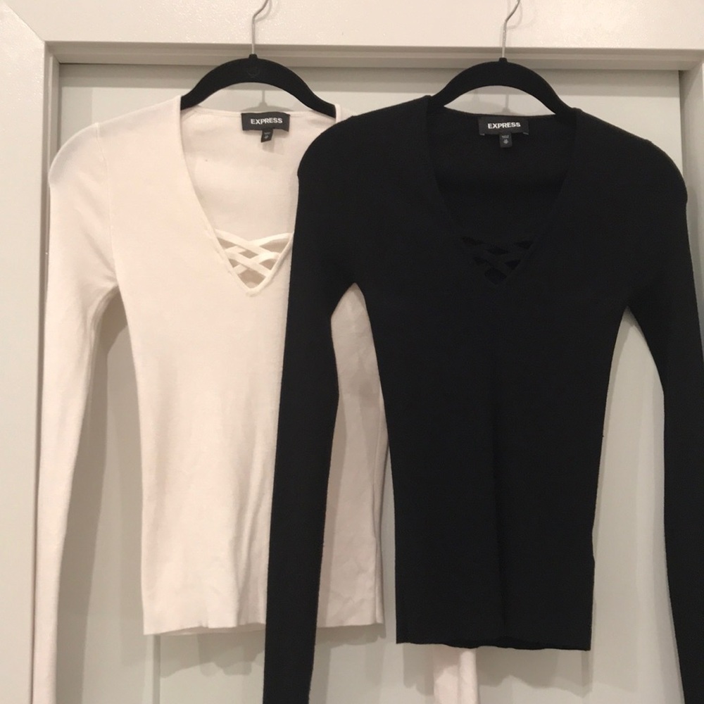 Express - Ribbed Knit Strappy Sweater (2)